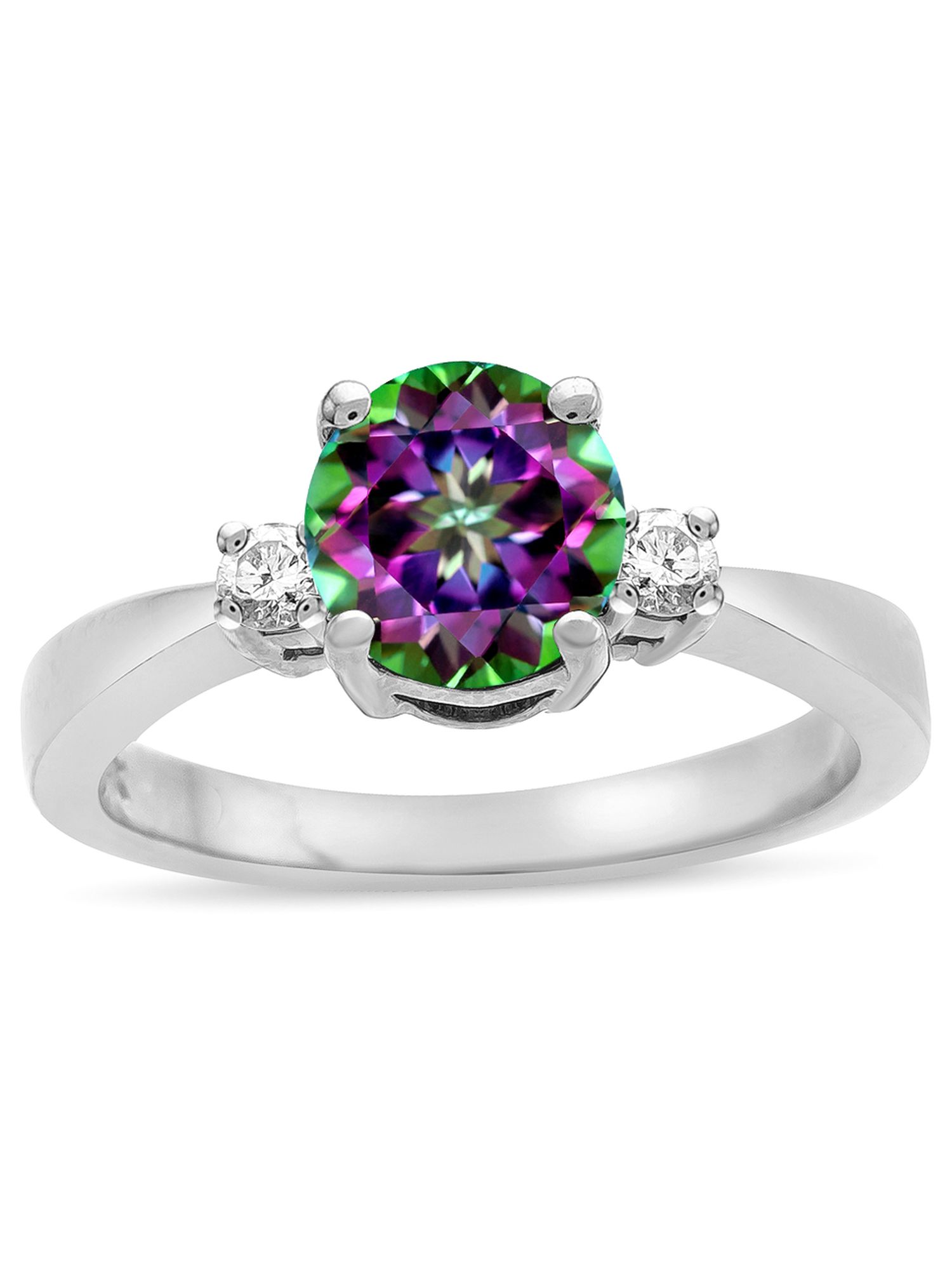 7mm Glitzs Jewels Sterling Silver Created Blue Opal & Simulated Amethyst Ring 7mm Glitzs Jewels Sterling Silver Created Blue Opal & Simulated Amethyst Ring